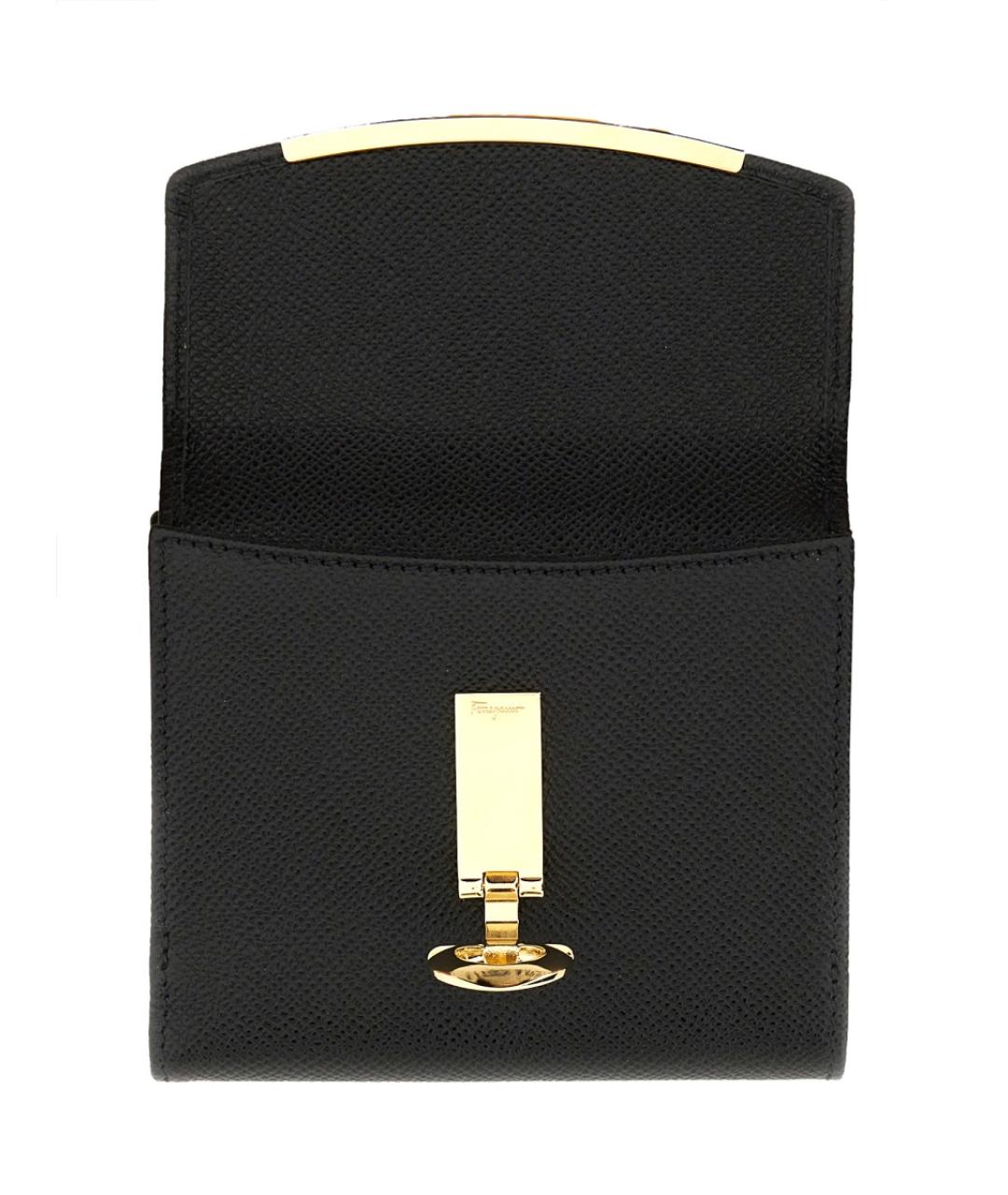 FERRAGAMO Черный кожаный кошелек, фото 4