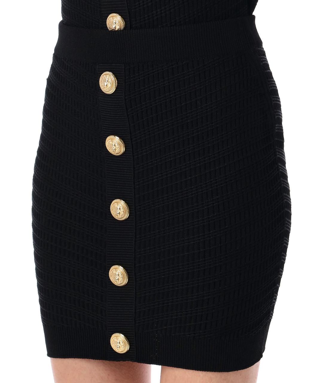 BALMAIN Черная вискозная юбка мини, фото 3