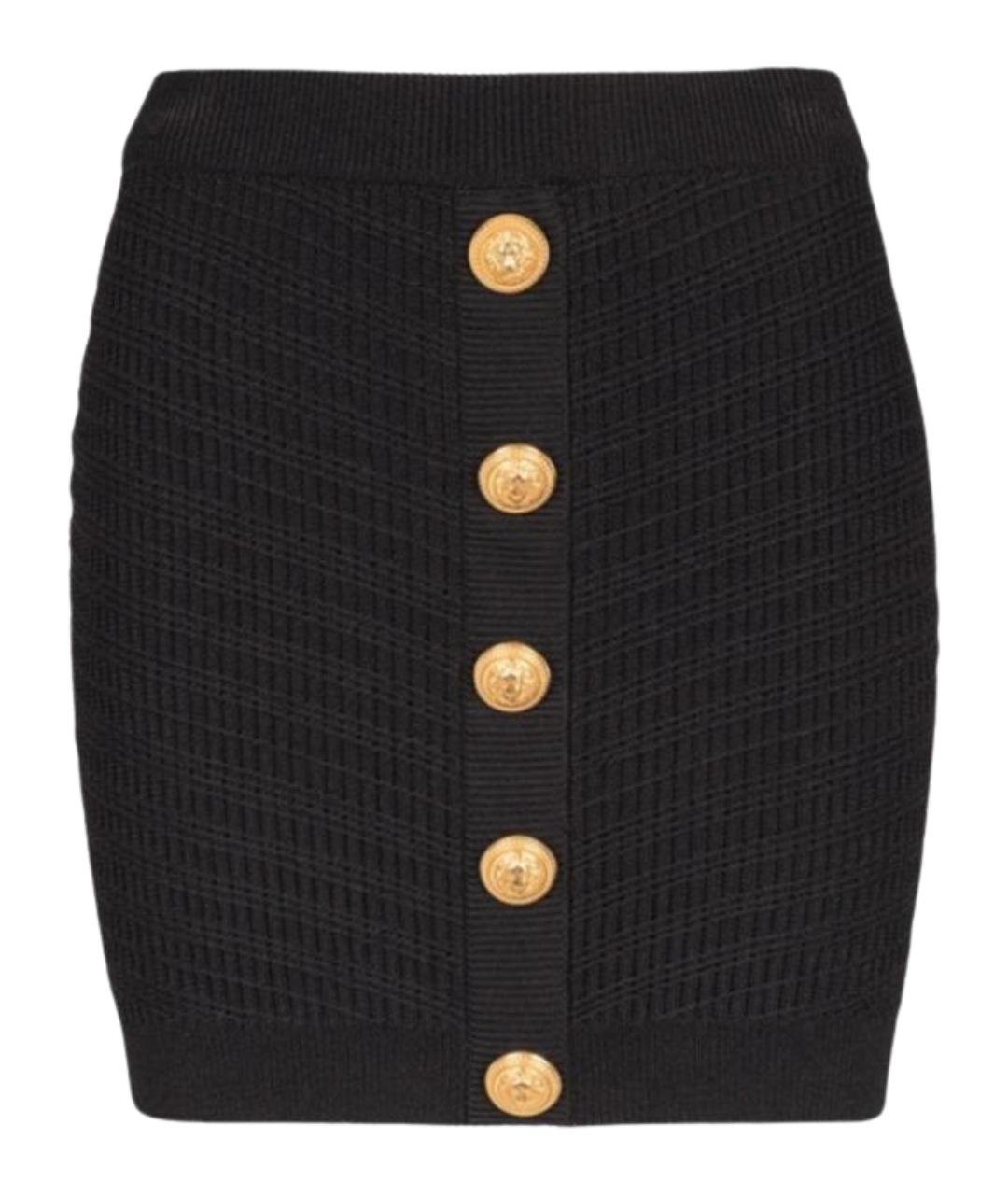 BALMAIN Черная вискозная юбка мини, фото 1