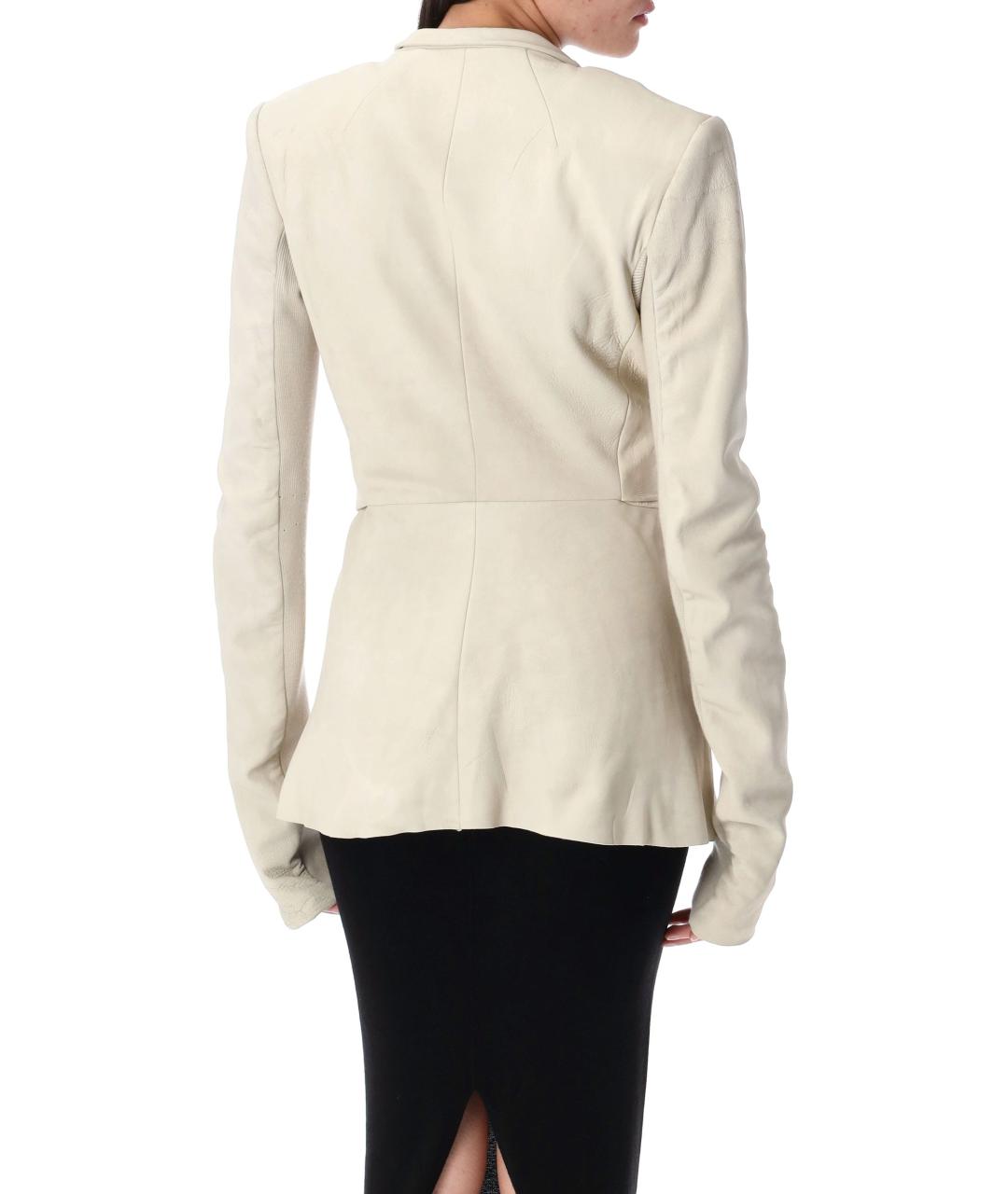 RICK OWENS Белый кожаный жакет/пиджак, фото 3