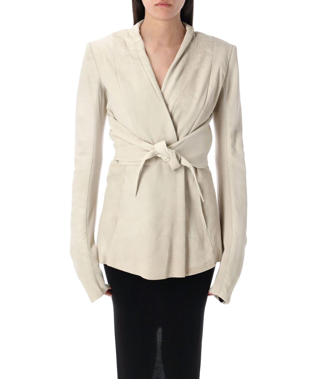 RICK OWENS Белый кожаный жакет/пиджак, фото 2