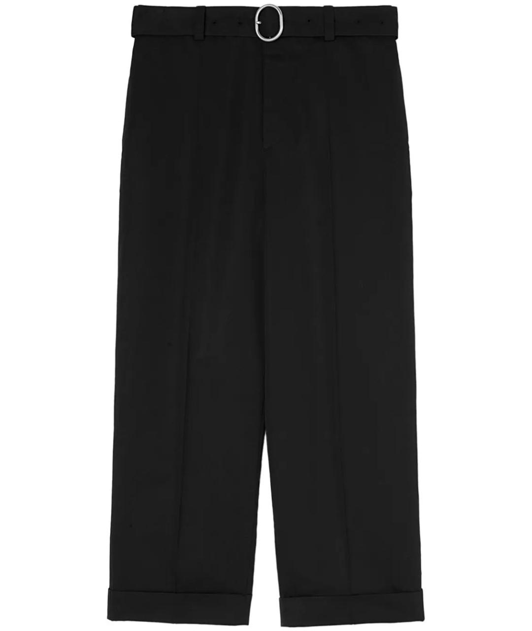 JIL SANDER Черные хлопковые повседневные брюки, фото 1