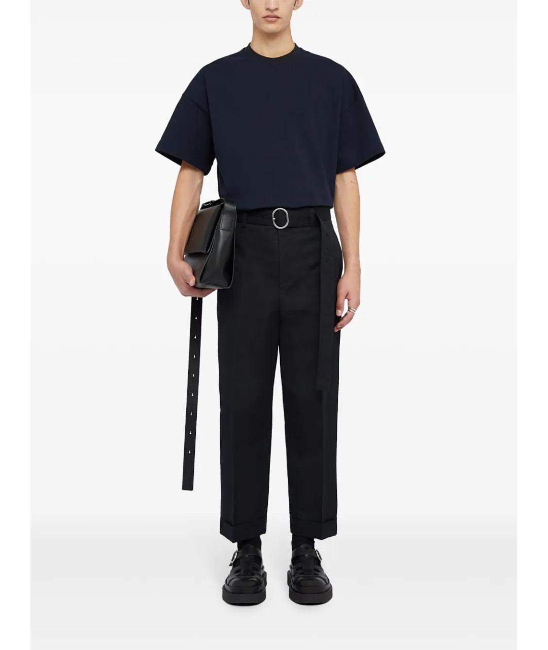 JIL SANDER Черные хлопковые повседневные брюки, фото 2