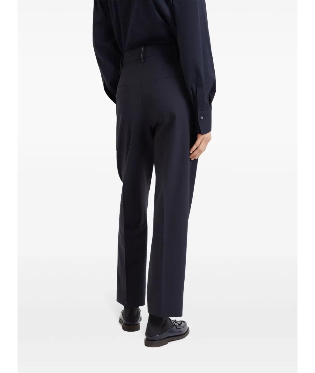 BRUNELLO CUCINELLI Темно-синие шерстяные прямые брюки, фото 4