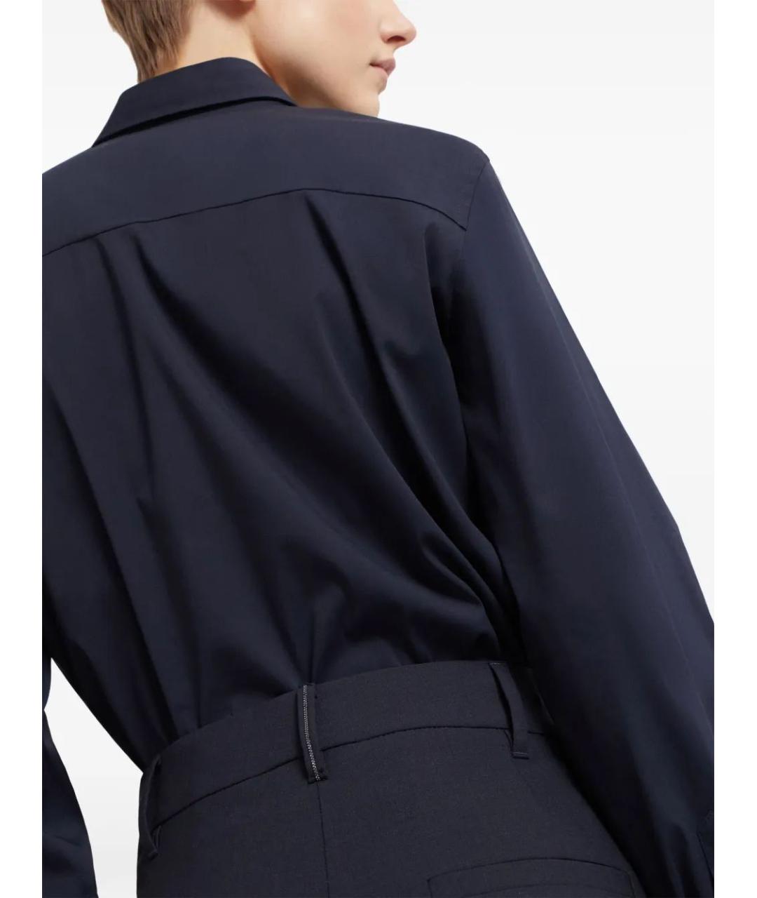 BRUNELLO CUCINELLI Темно-синие шерстяные прямые брюки, фото 5