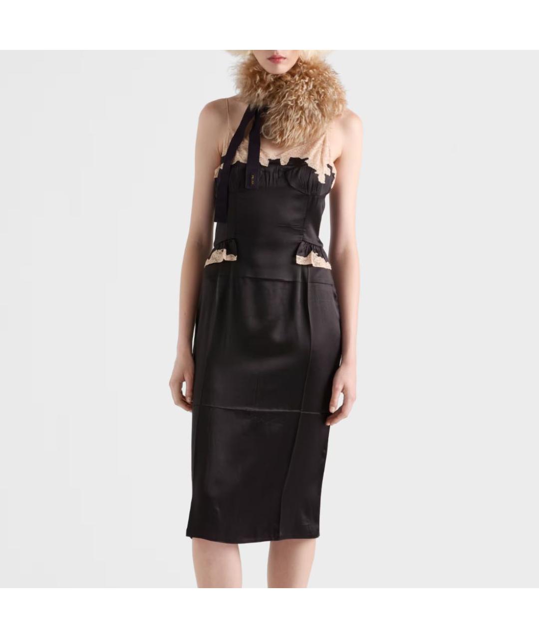 PRADA Черное шелковое повседневное платье, фото 2