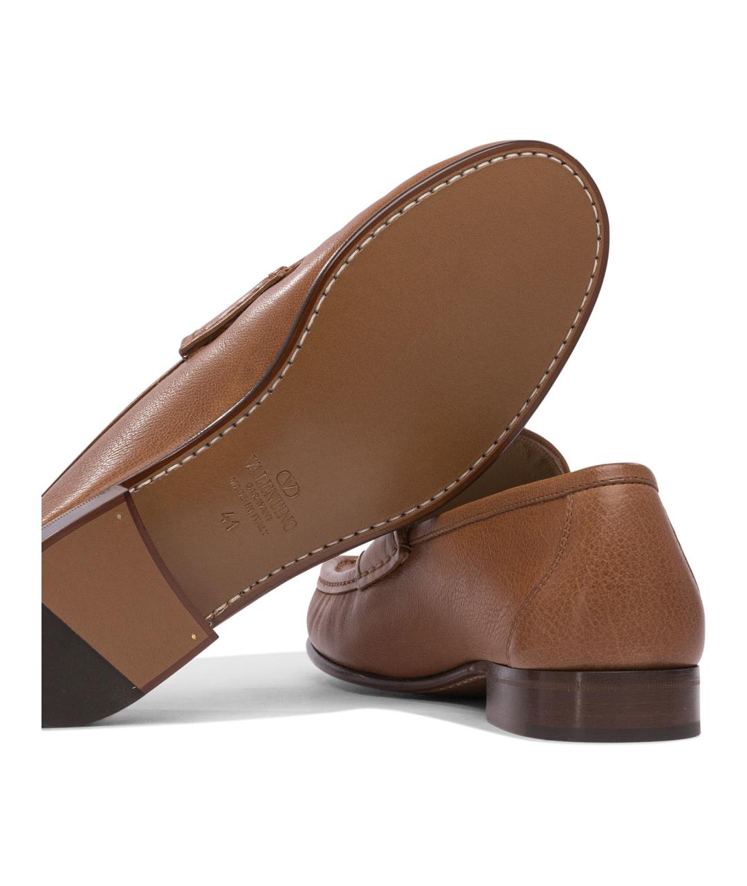 VALENTINO Бежевые кожаные лоферы, фото 5