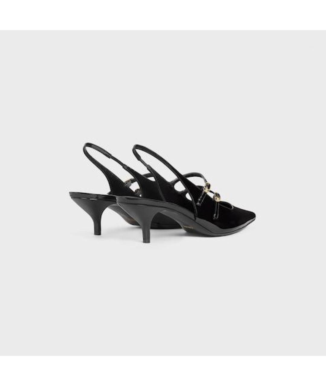 CELINE Черные сандалии из лакированной кожи, фото 3