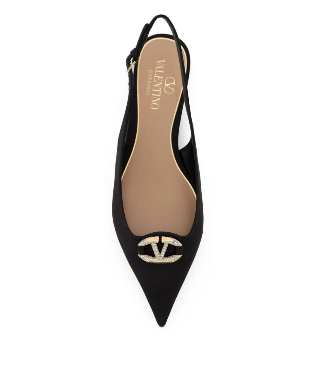 VALENTINO Черные текстильные лодочки на низком каблуке, фото 4