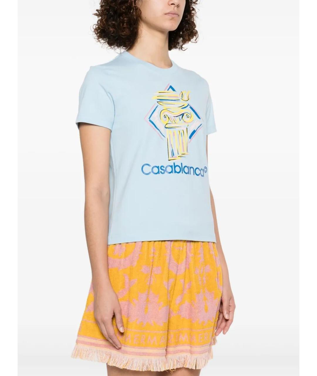 CASABLANCA Голубая хлопковая футболка, фото 3