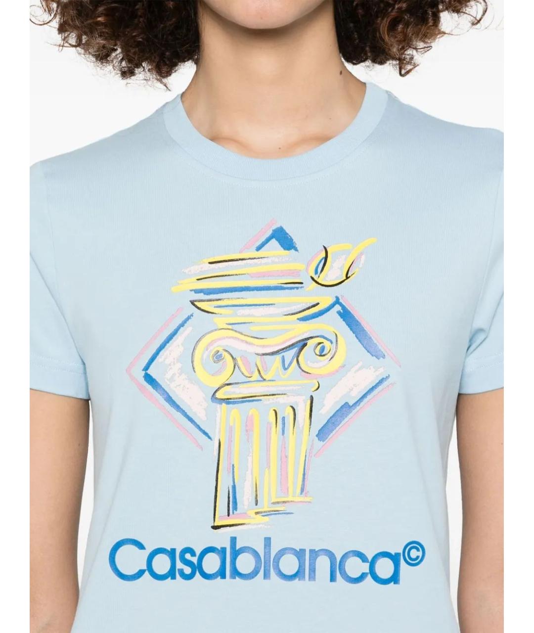 CASABLANCA Голубая хлопковая футболка, фото 5