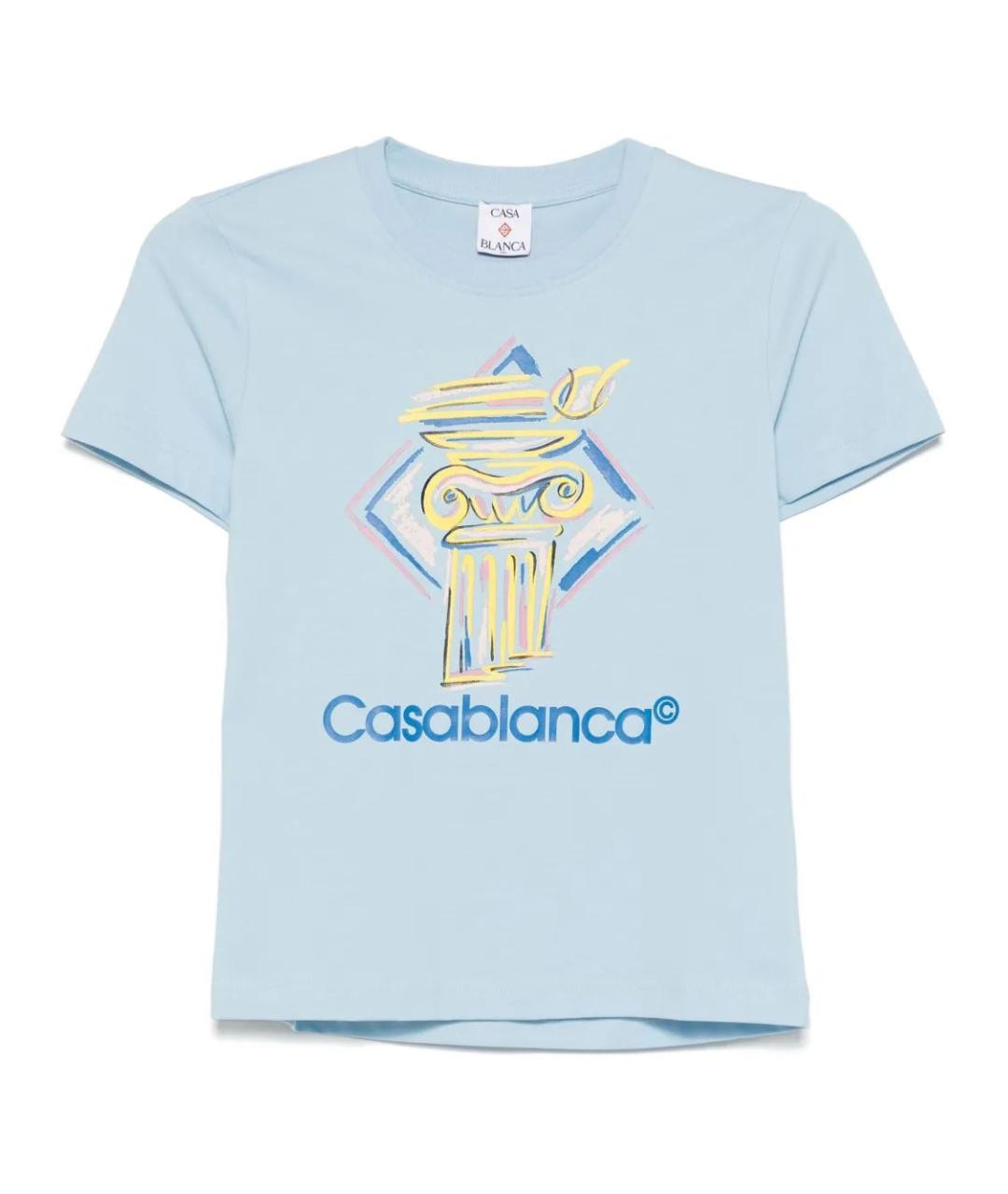 CASABLANCA Голубая хлопковая футболка, фото 1