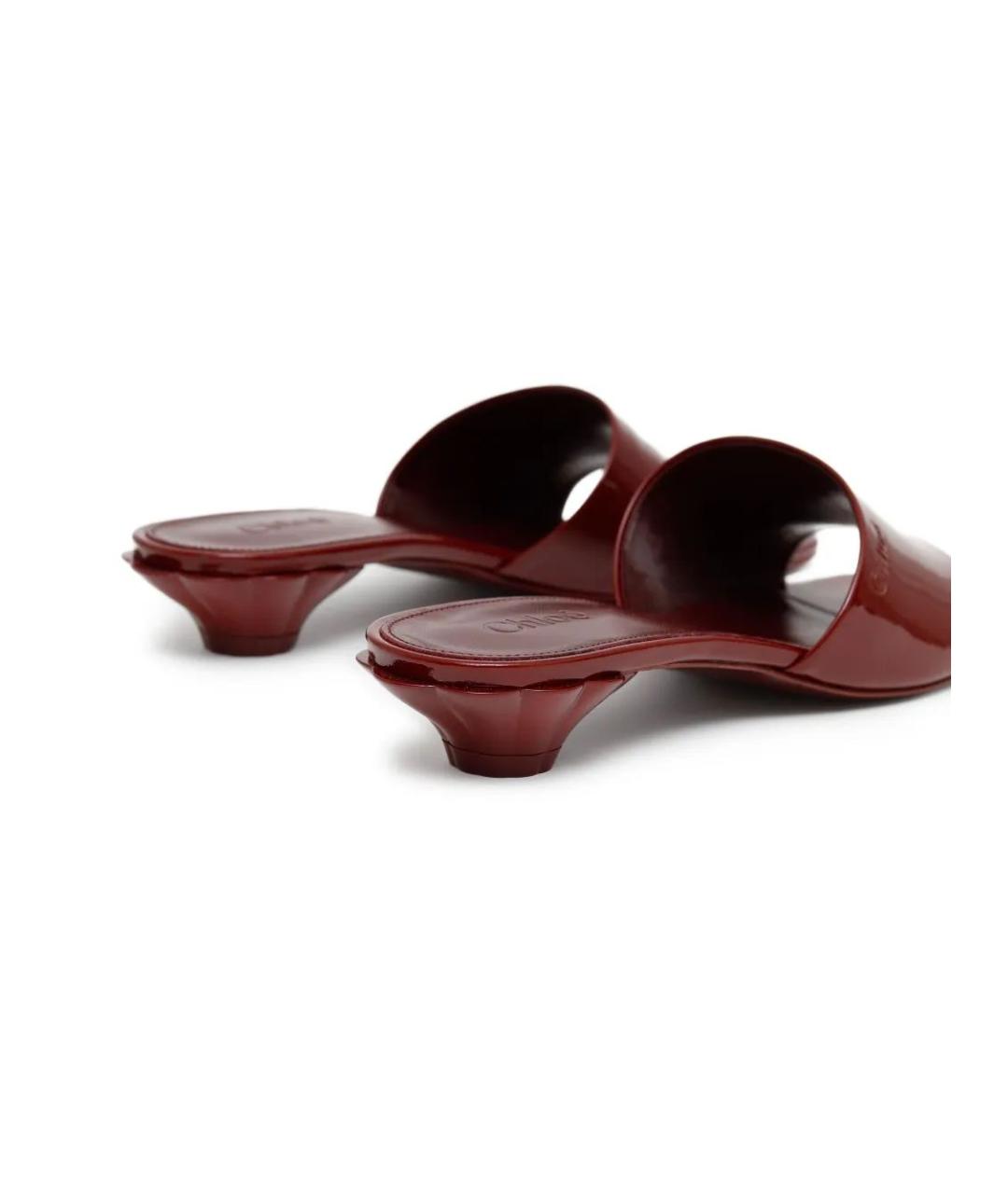 CHLOE Бордовые кожаные мюли, фото 3