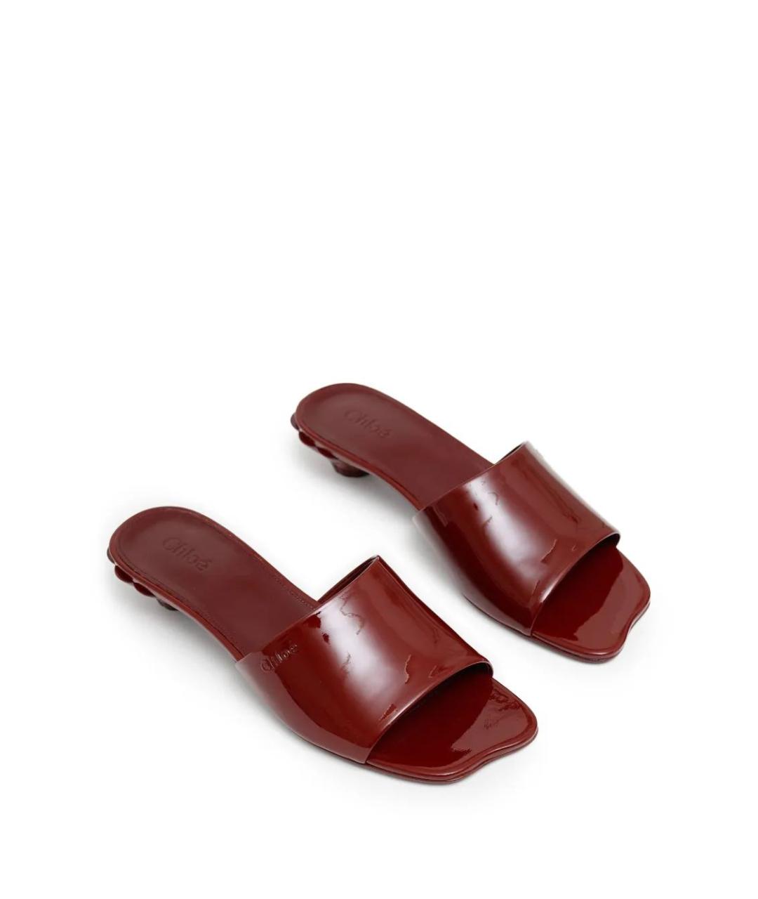 CHLOE Бордовые кожаные мюли, фото 2