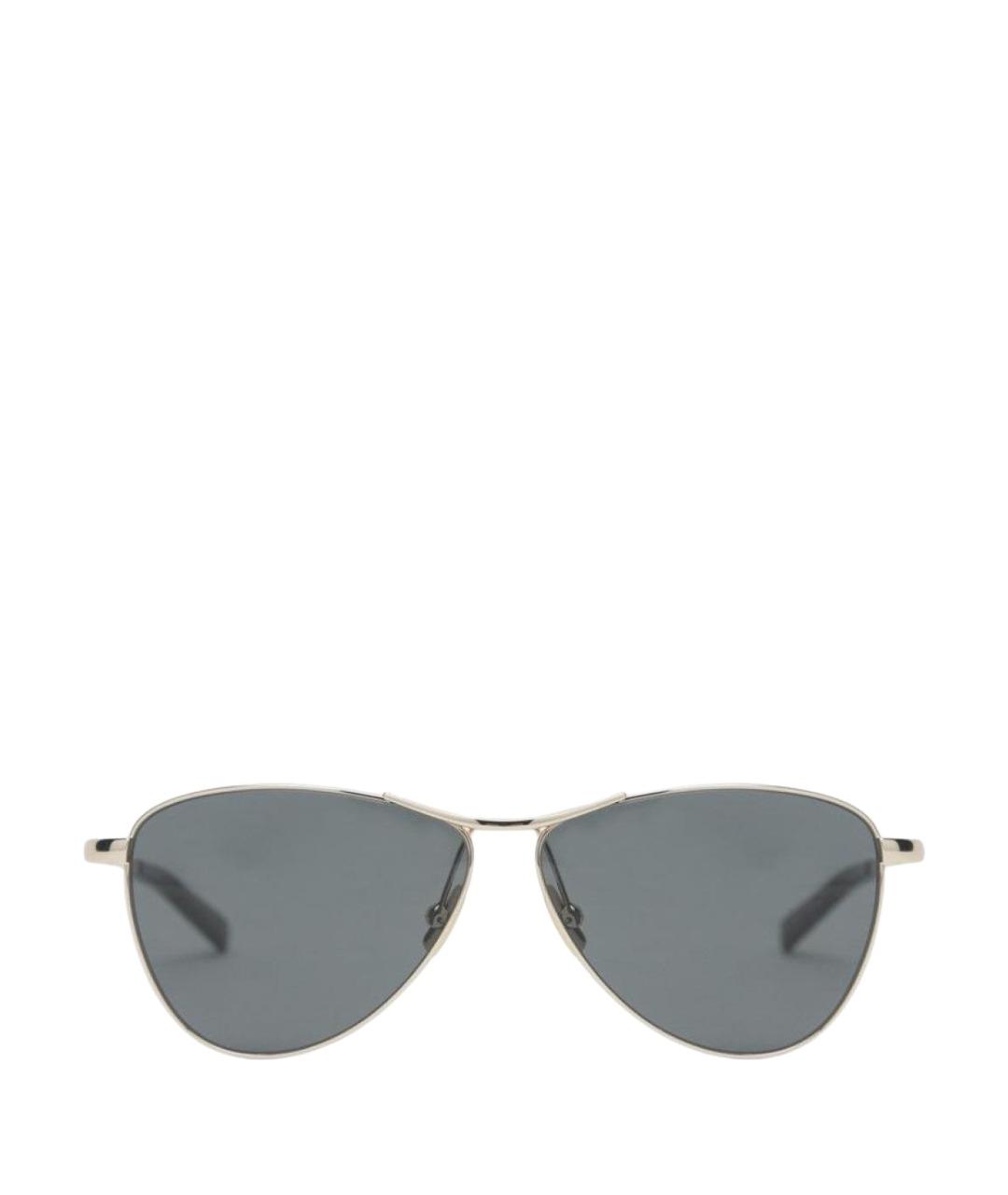 SAINT LAURENT Золотые металлические солнцезащитные очки, фото 1