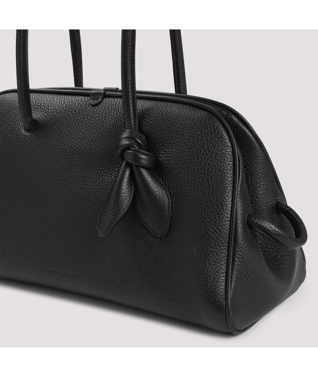 JACQUEMUS Черная кожаная сумка через плечо, фото 4