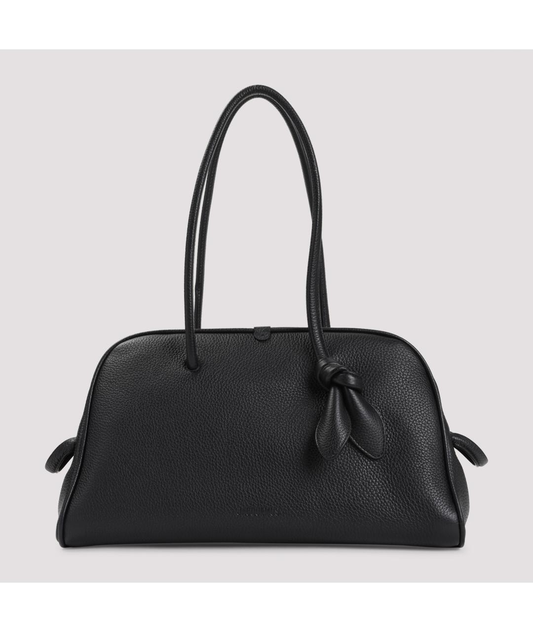 JACQUEMUS Черная кожаная сумка через плечо, фото 2