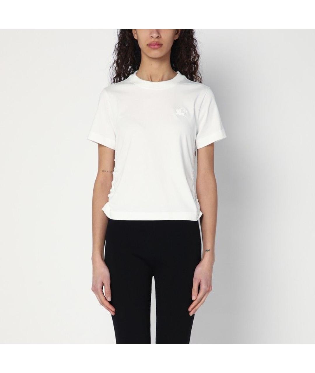 BURBERRY Белая полиэстеровая футболка, фото 2