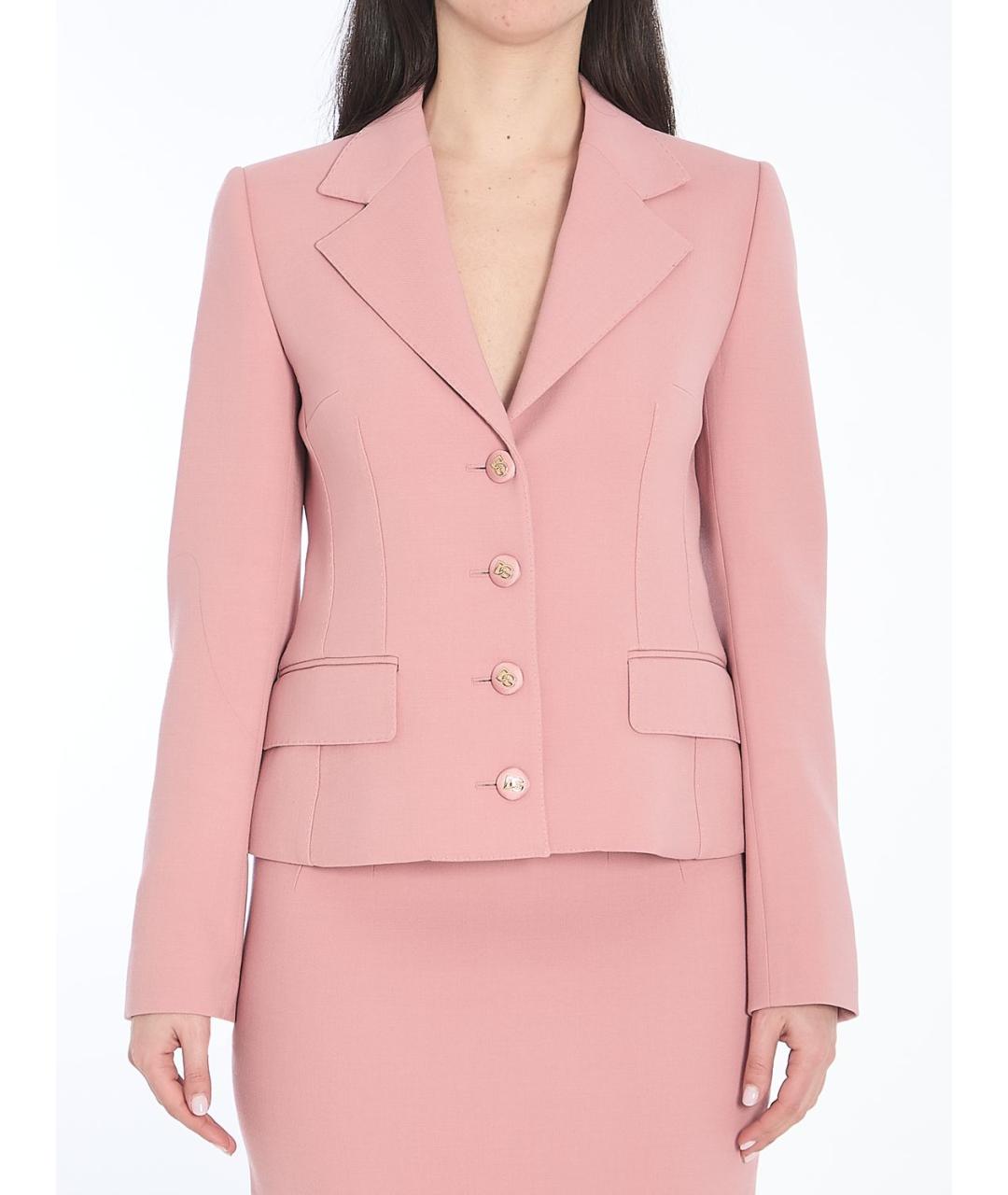 DOLCE&GABBANA Розовый шерстяной жакет/пиджак, фото 2