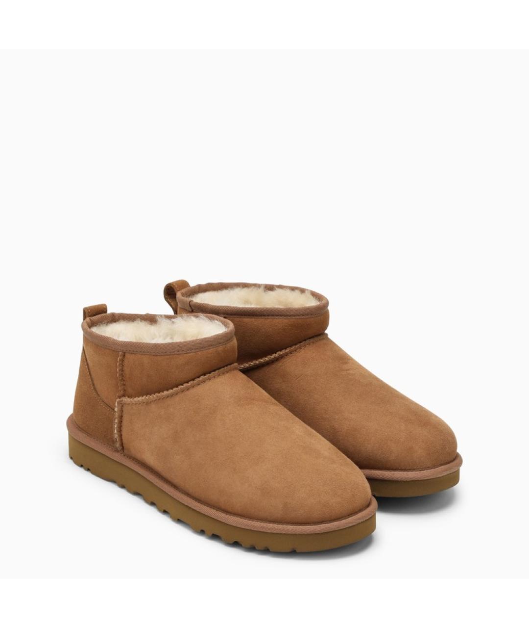 UGG AUSTRALIA Коричневые нубуковые низкие ботинки, фото 2