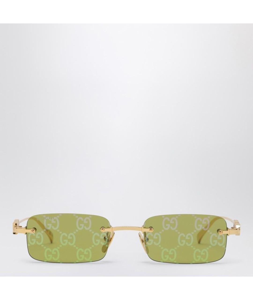 GUCCI Золотые металлические солнцезащитные очки, фото 3