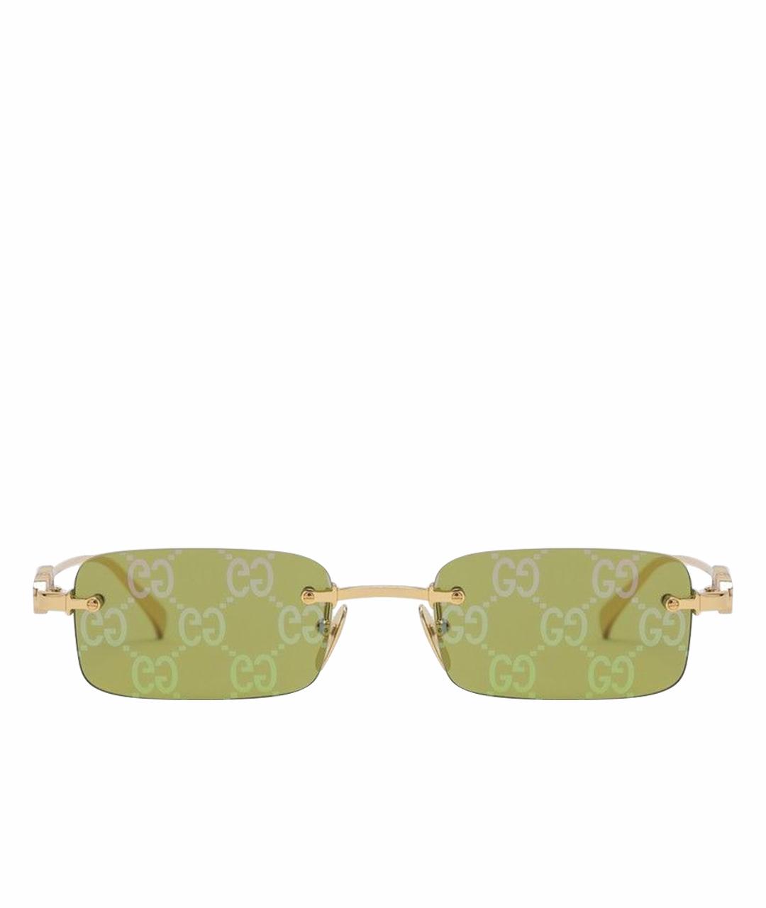 GUCCI Золотые металлические солнцезащитные очки, фото 1