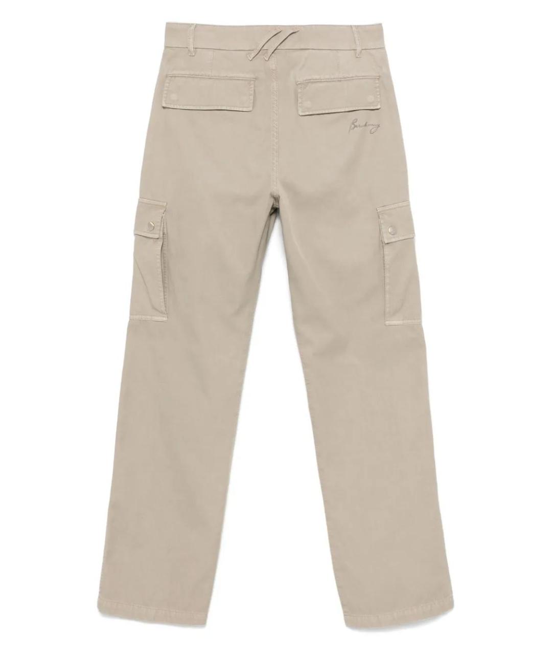 BURBERRY Бежевые хлопковые повседневные брюки, фото 2