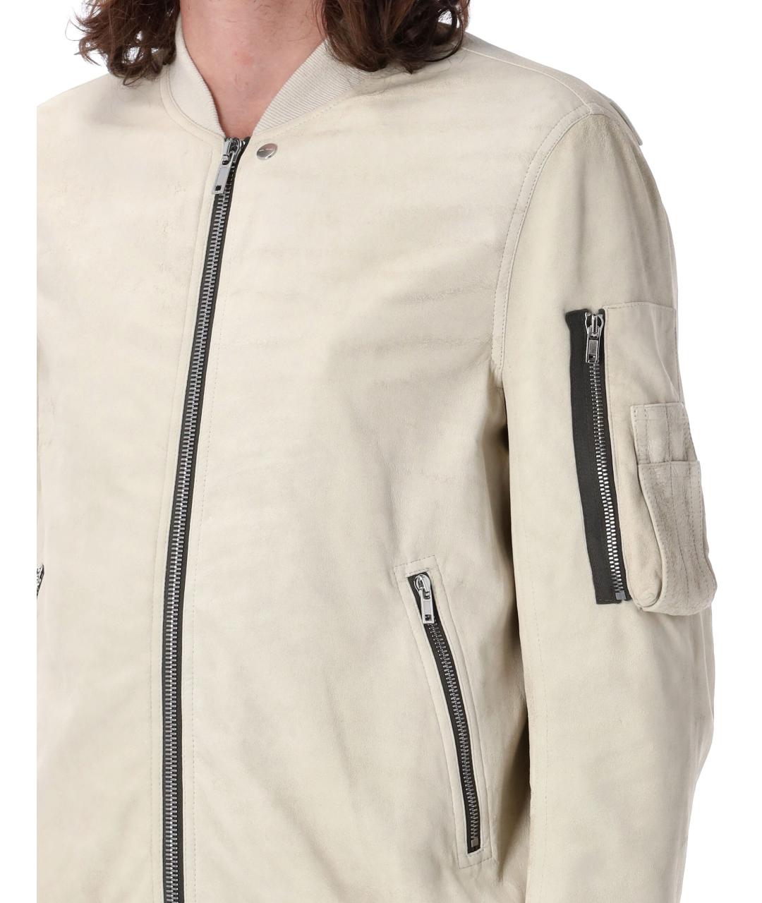 RICK OWENS Бежевая кожаная куртка, фото 4