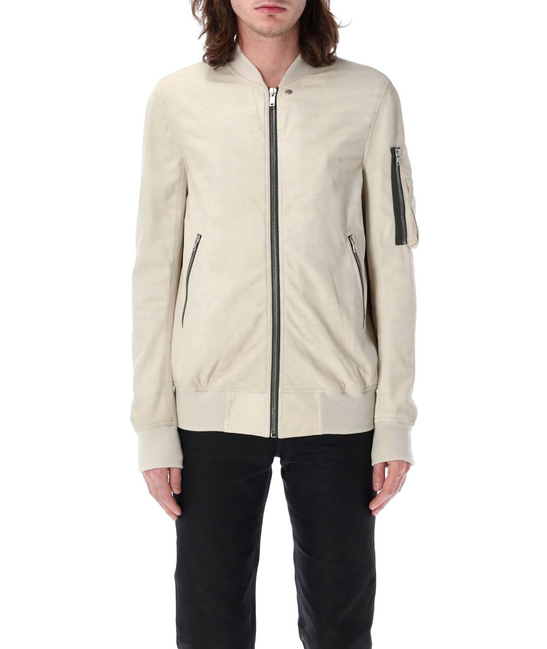 RICK OWENS Бежевая кожаная куртка, фото 2