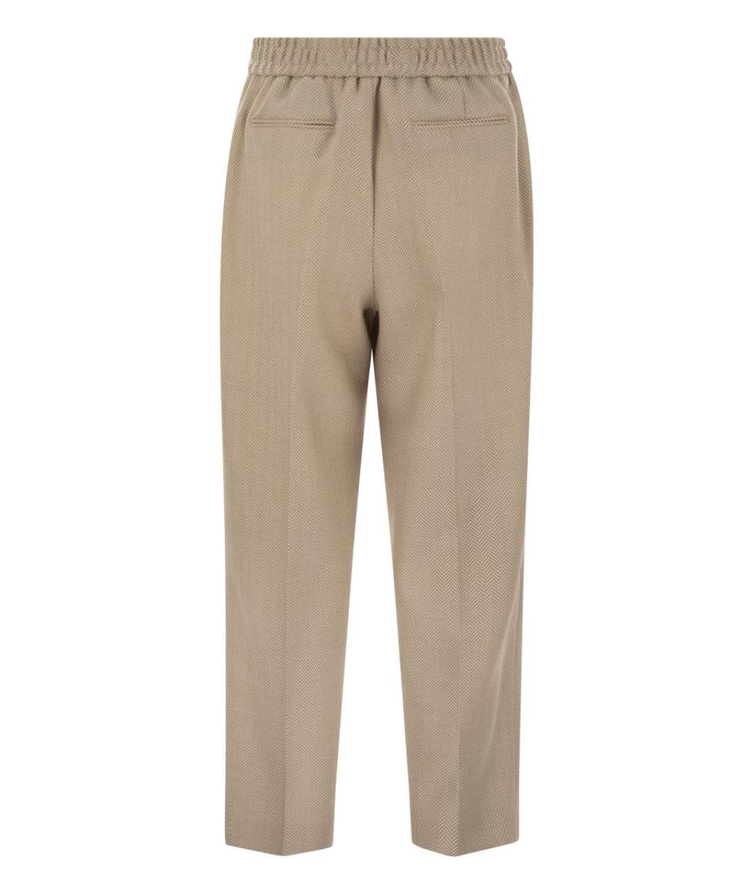 PT TORINO Бежевые шерстяные прямые брюки, фото 2