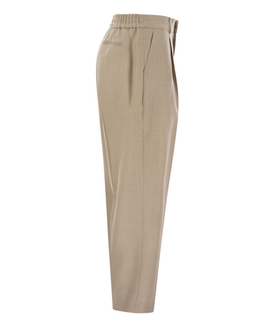 PT TORINO Бежевые шерстяные прямые брюки, фото 3