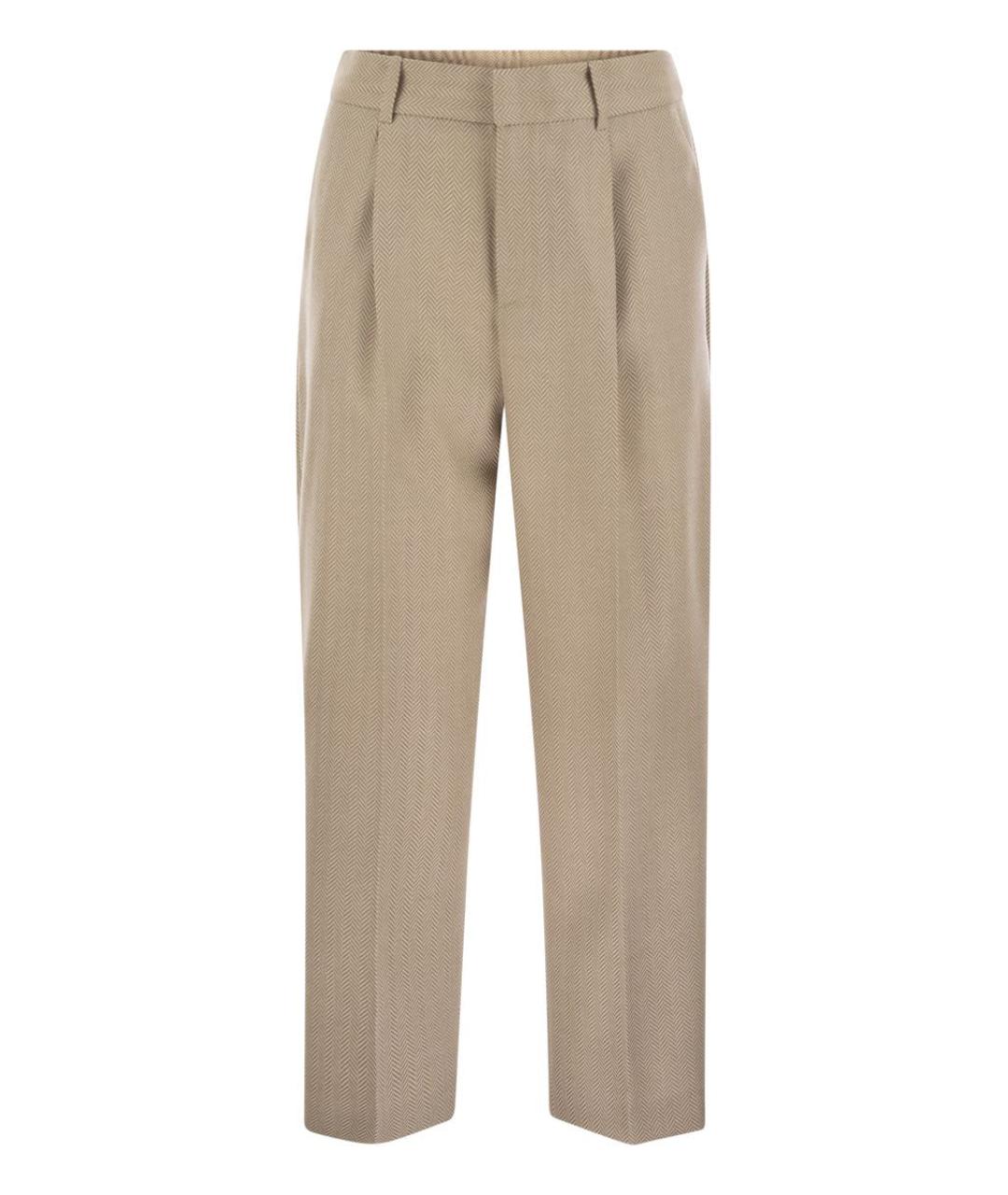 PT TORINO Бежевые шерстяные прямые брюки, фото 1