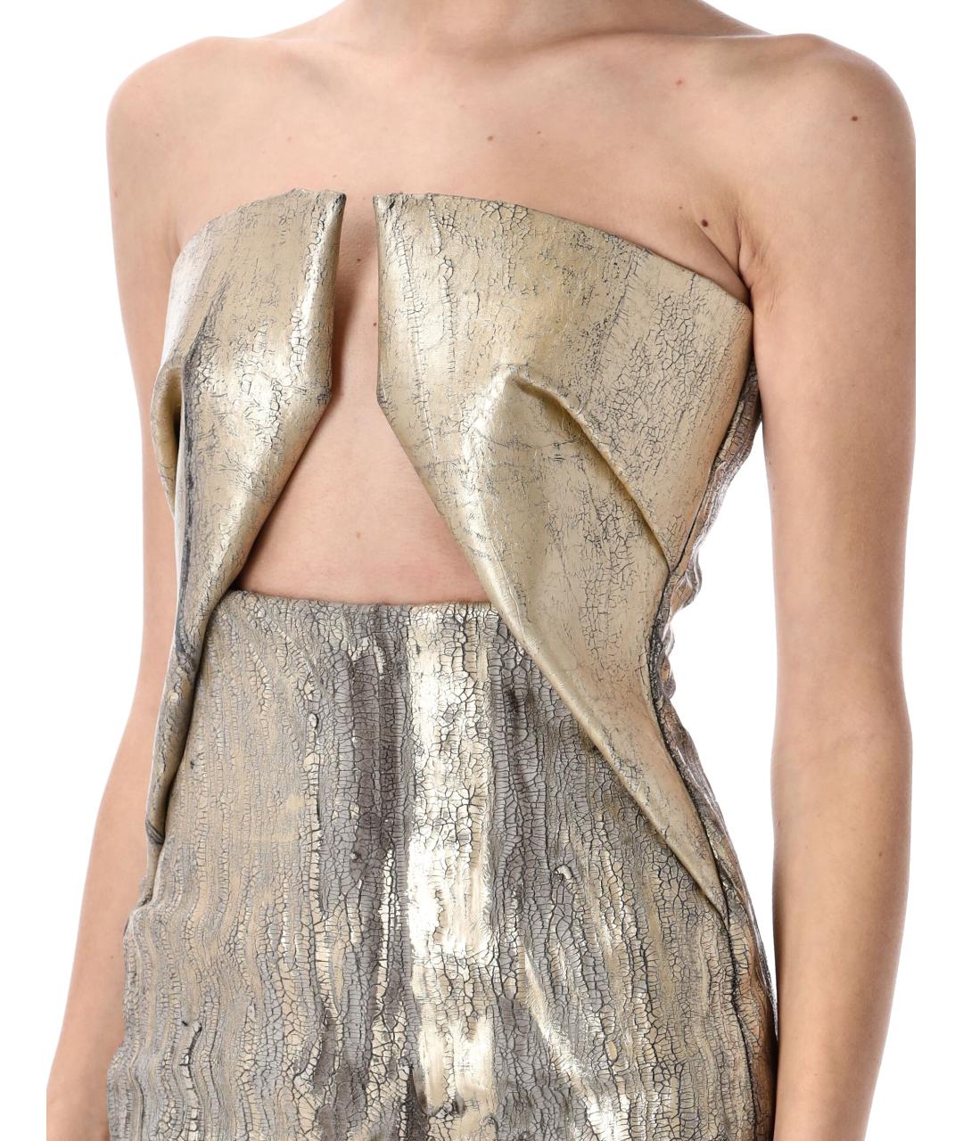 RICK OWENS Золотое хлопковое вечернее платье, фото 4