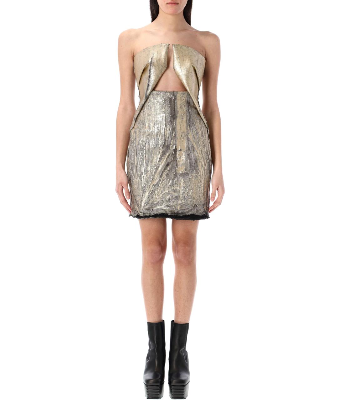 RICK OWENS Золотое хлопковое вечернее платье, фото 2