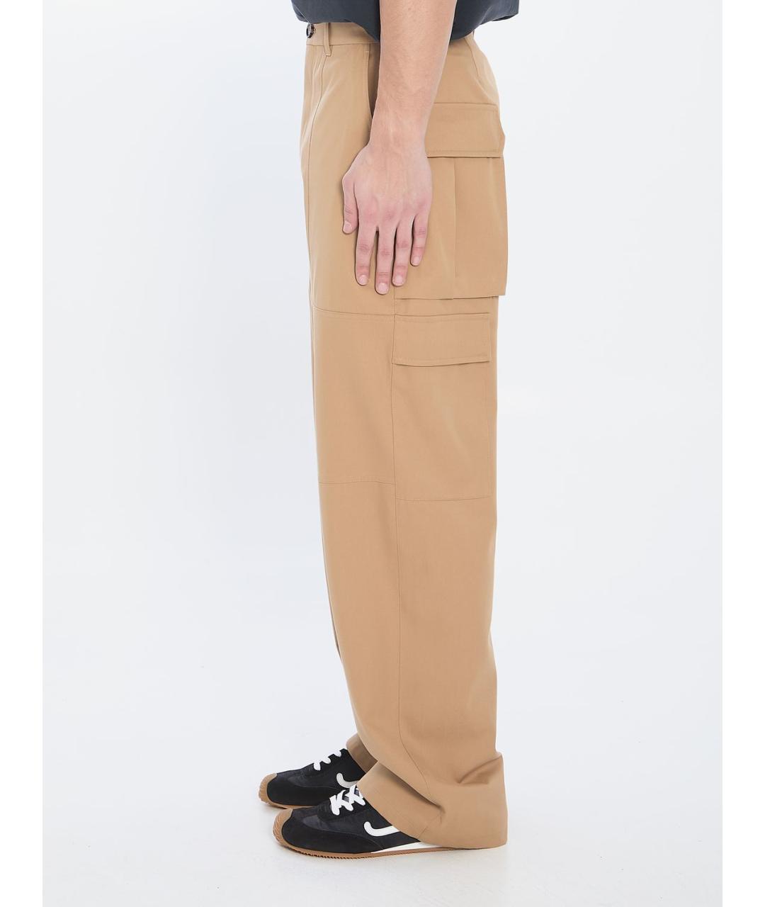 LOEWE Бежевые хлопковые повседневные брюки, фото 4