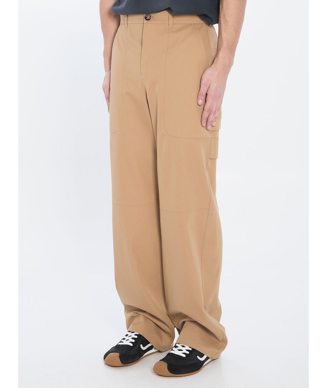 LOEWE Бежевые хлопковые повседневные брюки, фото 3