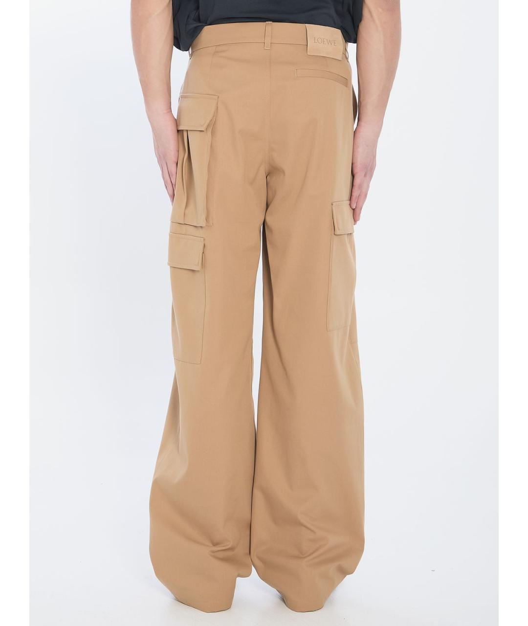 LOEWE Бежевые хлопковые повседневные брюки, фото 5