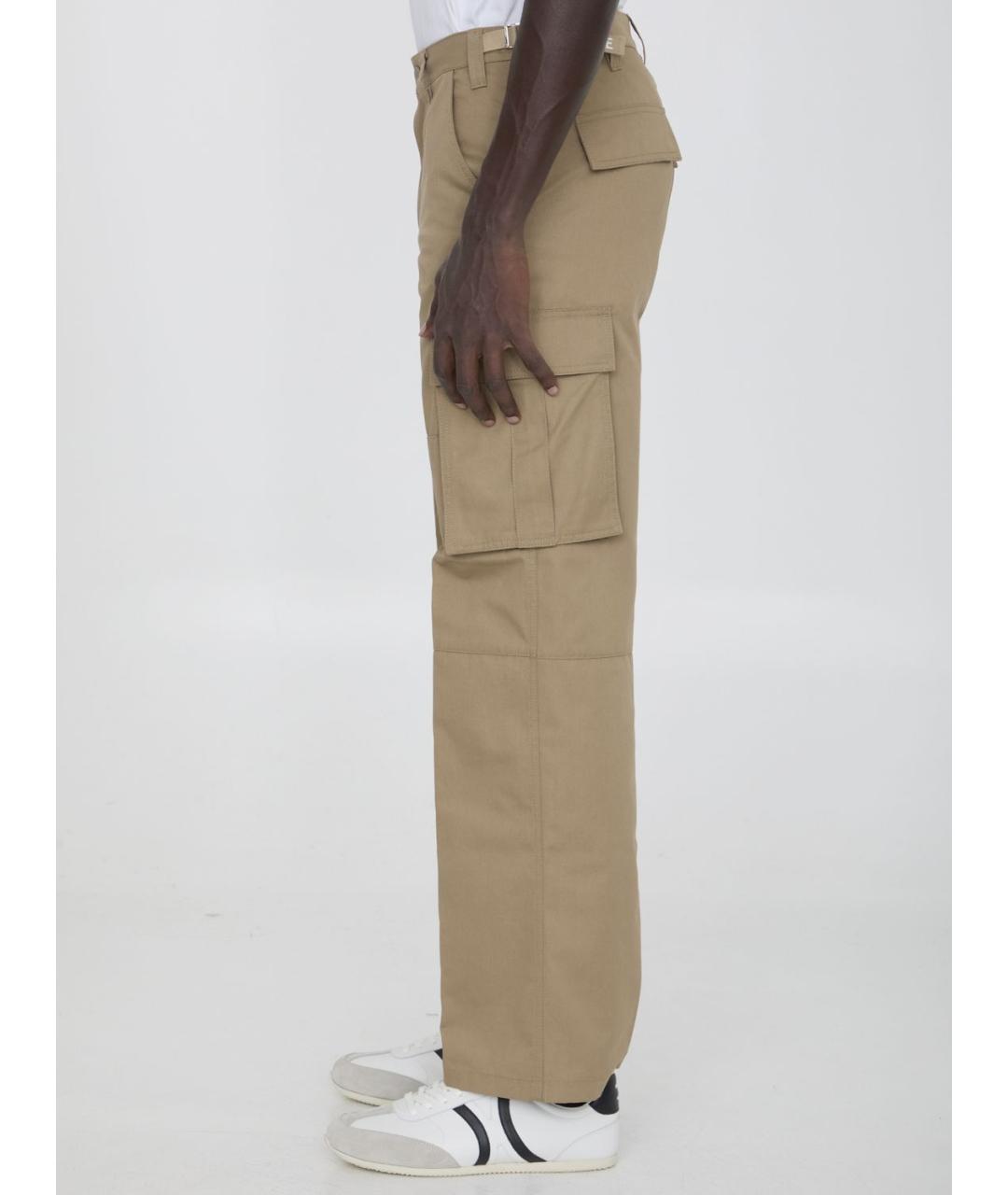 CELINE Бежевые хлопковые повседневные брюки, фото 4