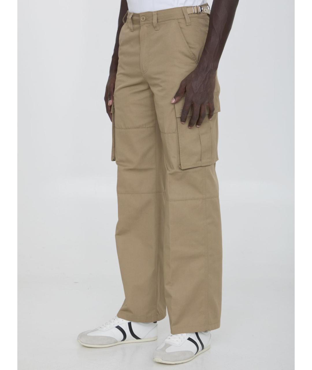 CELINE Бежевые хлопковые повседневные брюки, фото 3