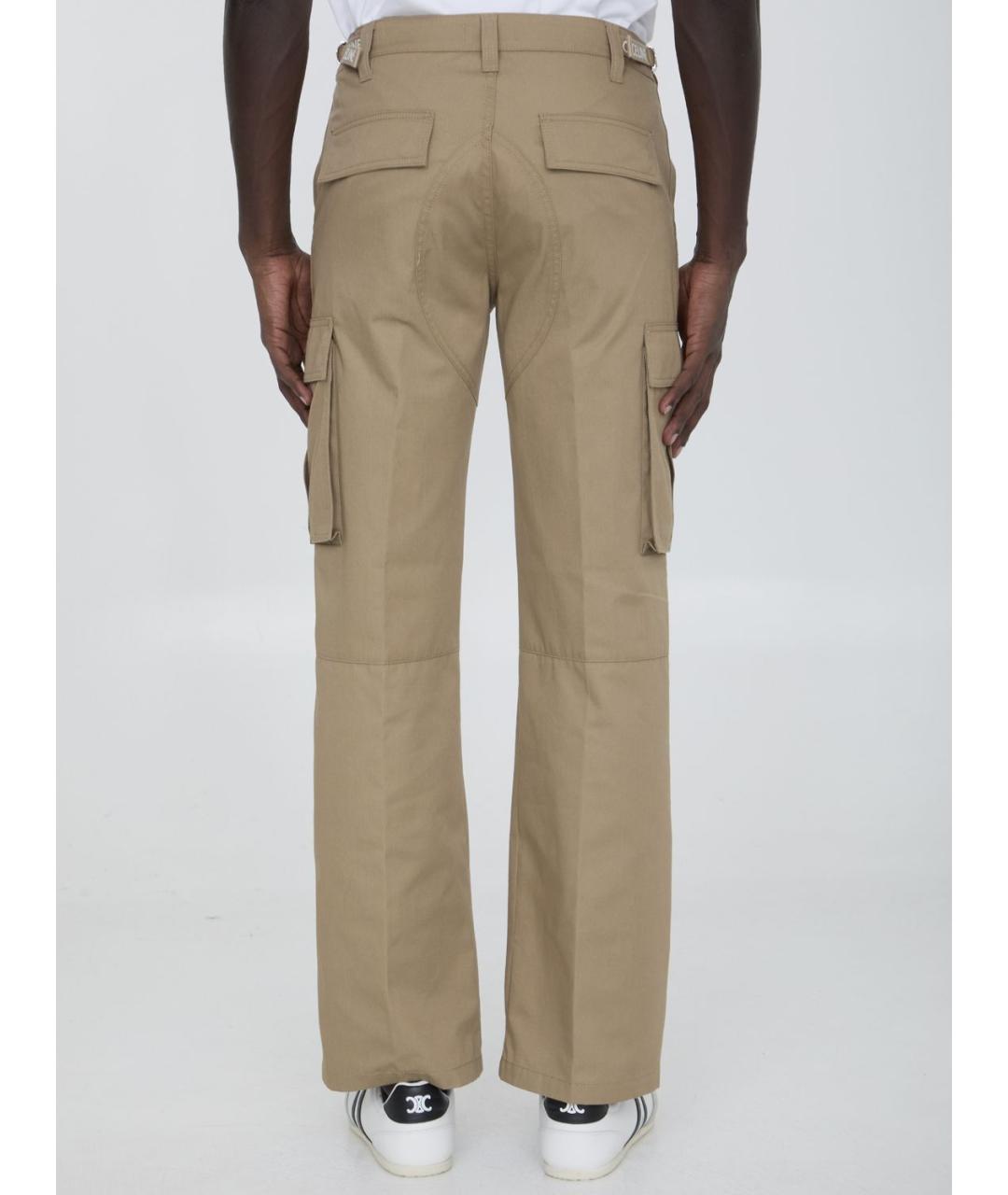 CELINE Бежевые хлопковые повседневные брюки, фото 5