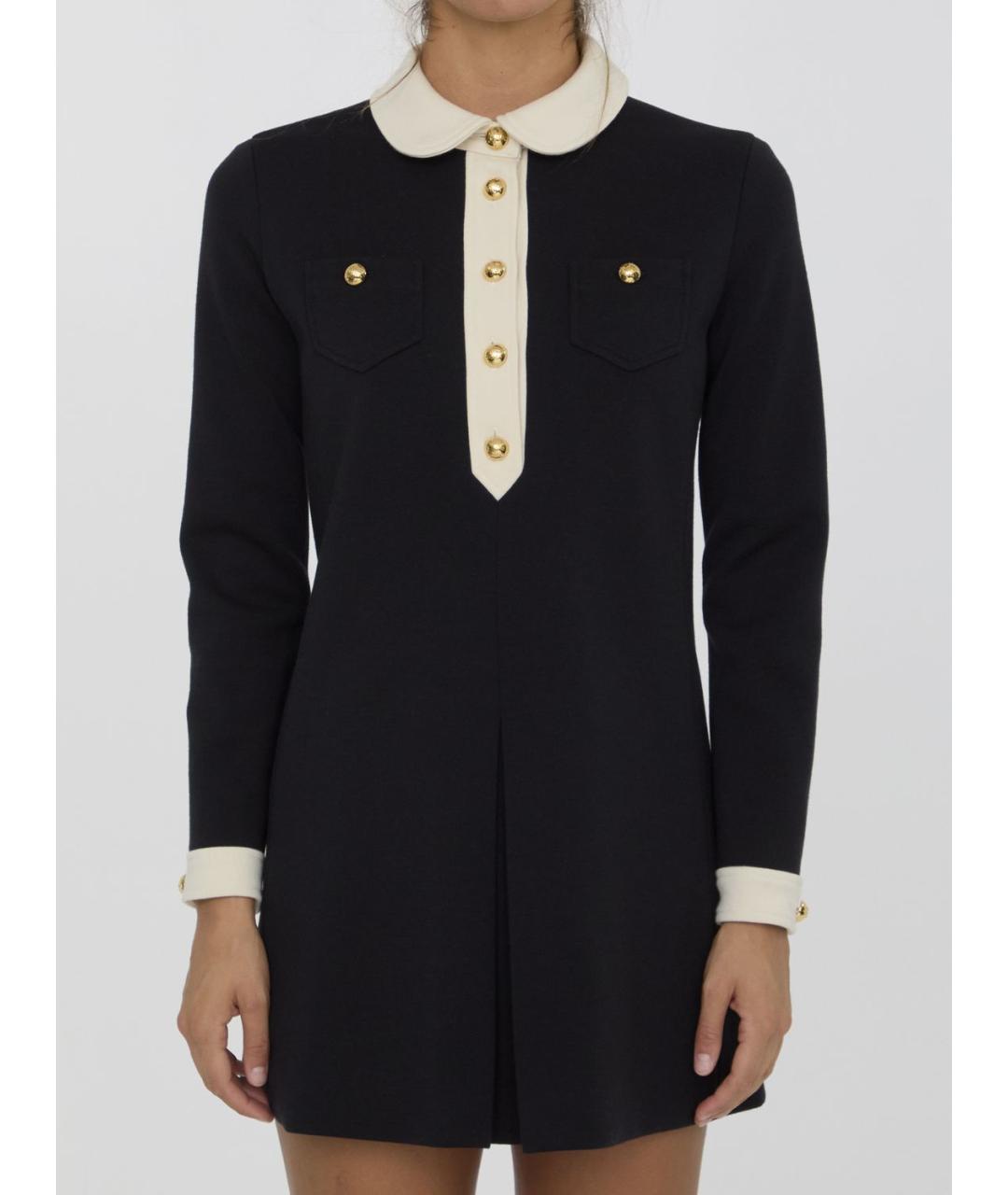 CELINE Черное шерстяное повседневное платье, фото 2