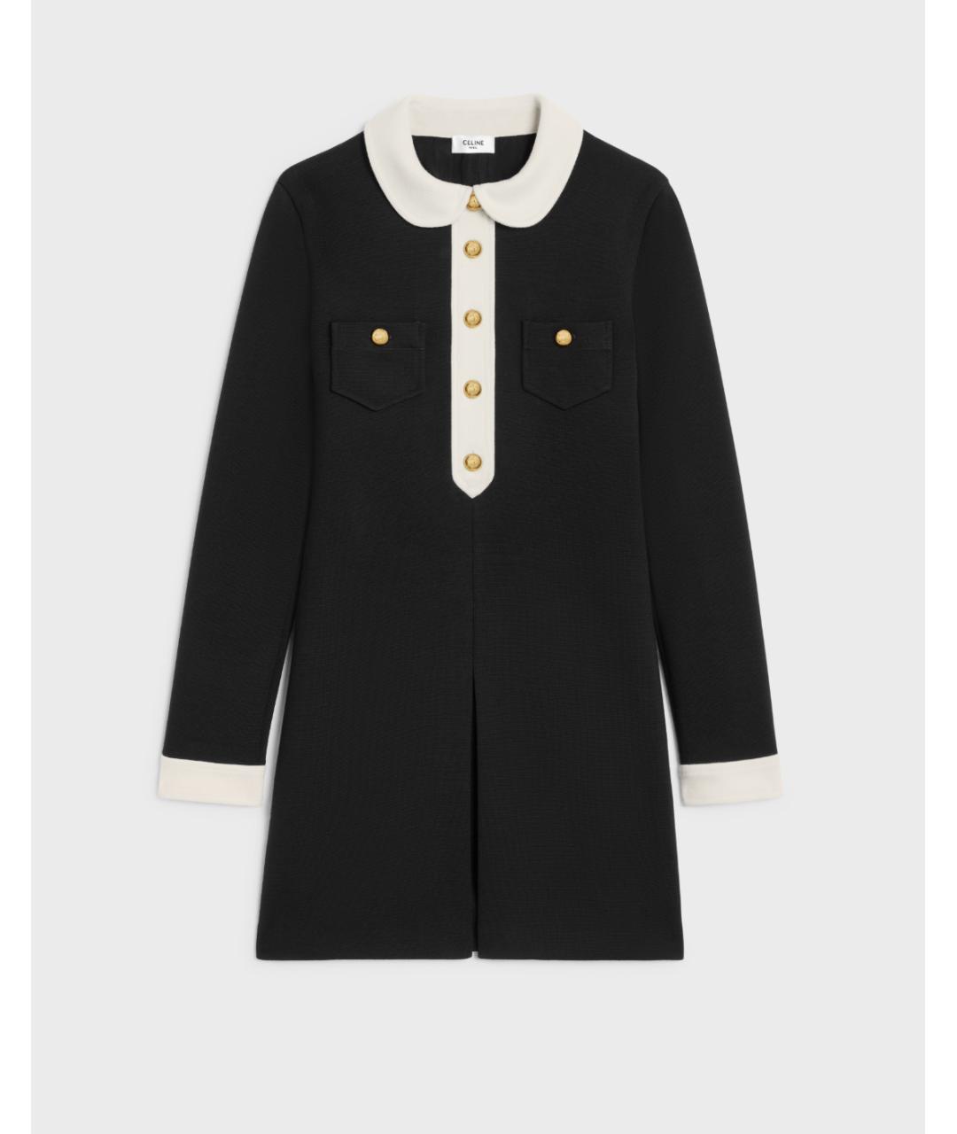 CELINE Черное шерстяное повседневное платье, фото 6