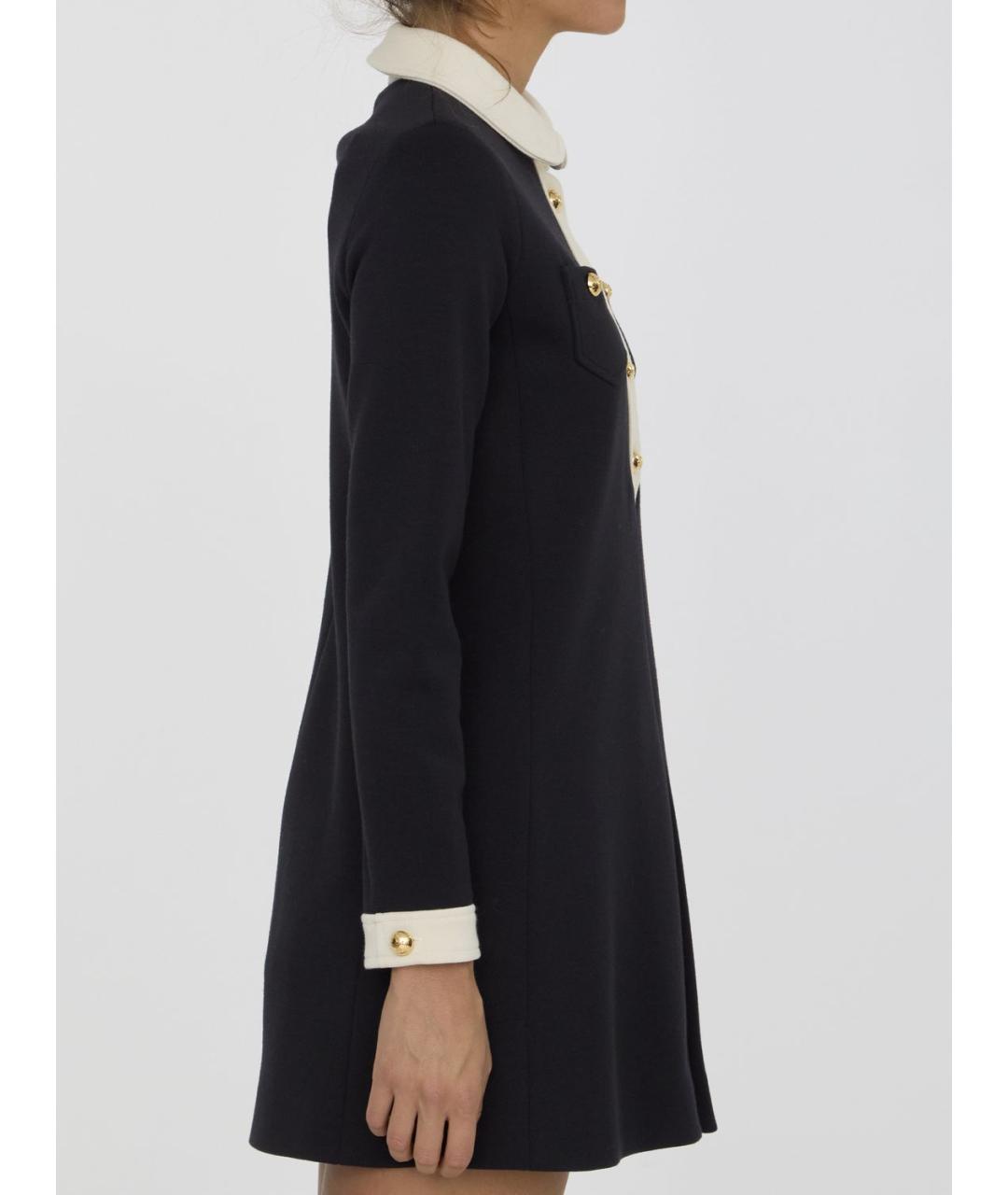 CELINE Черное шерстяное повседневное платье, фото 4