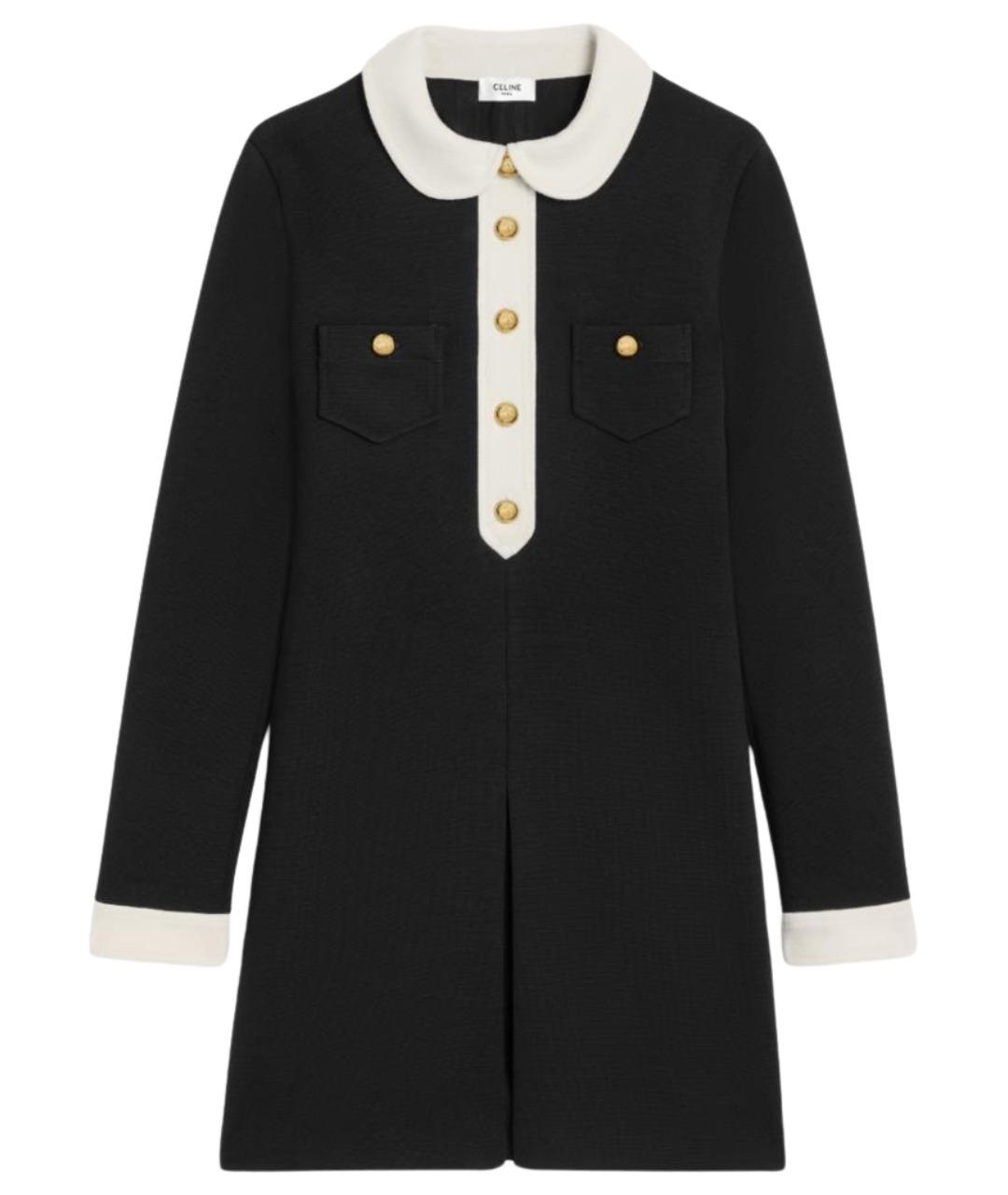 CELINE Черное шерстяное повседневное платье, фото 1