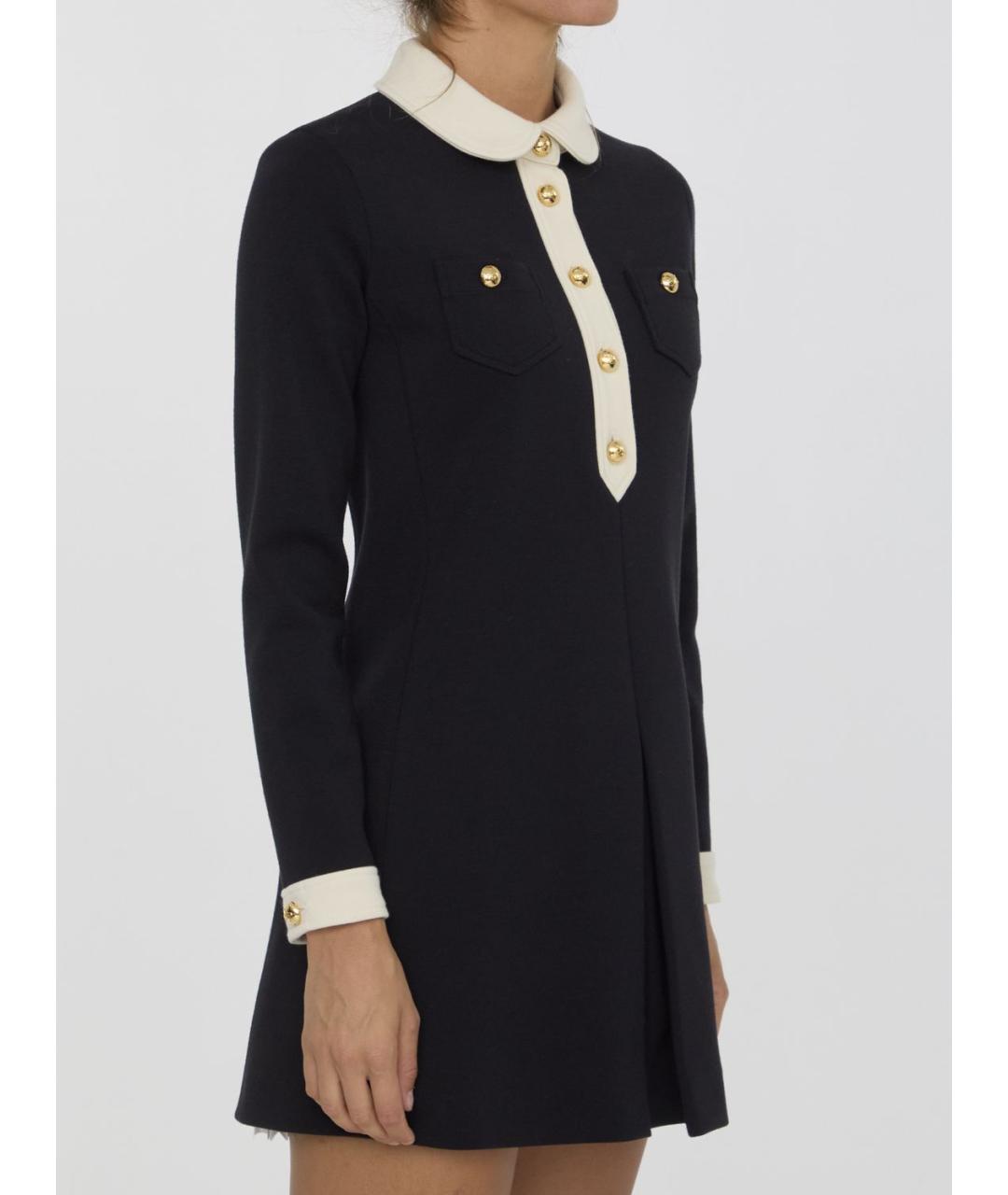 CELINE Черное шерстяное повседневное платье, фото 3