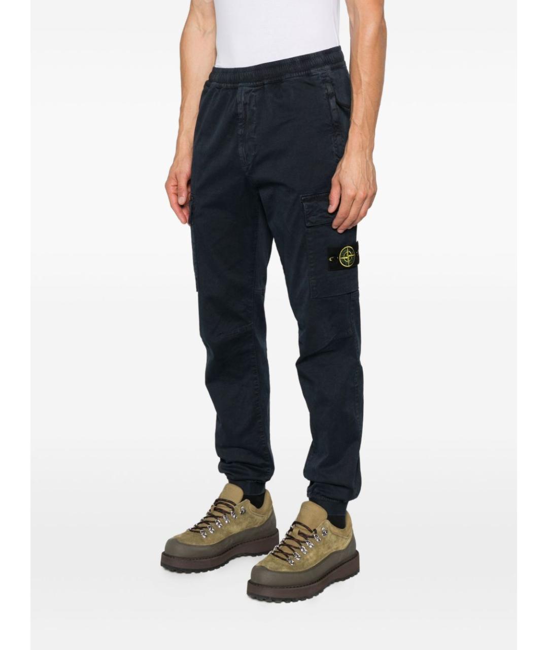 STONE ISLAND Темно-синие хлопковые повседневные брюки, фото 5