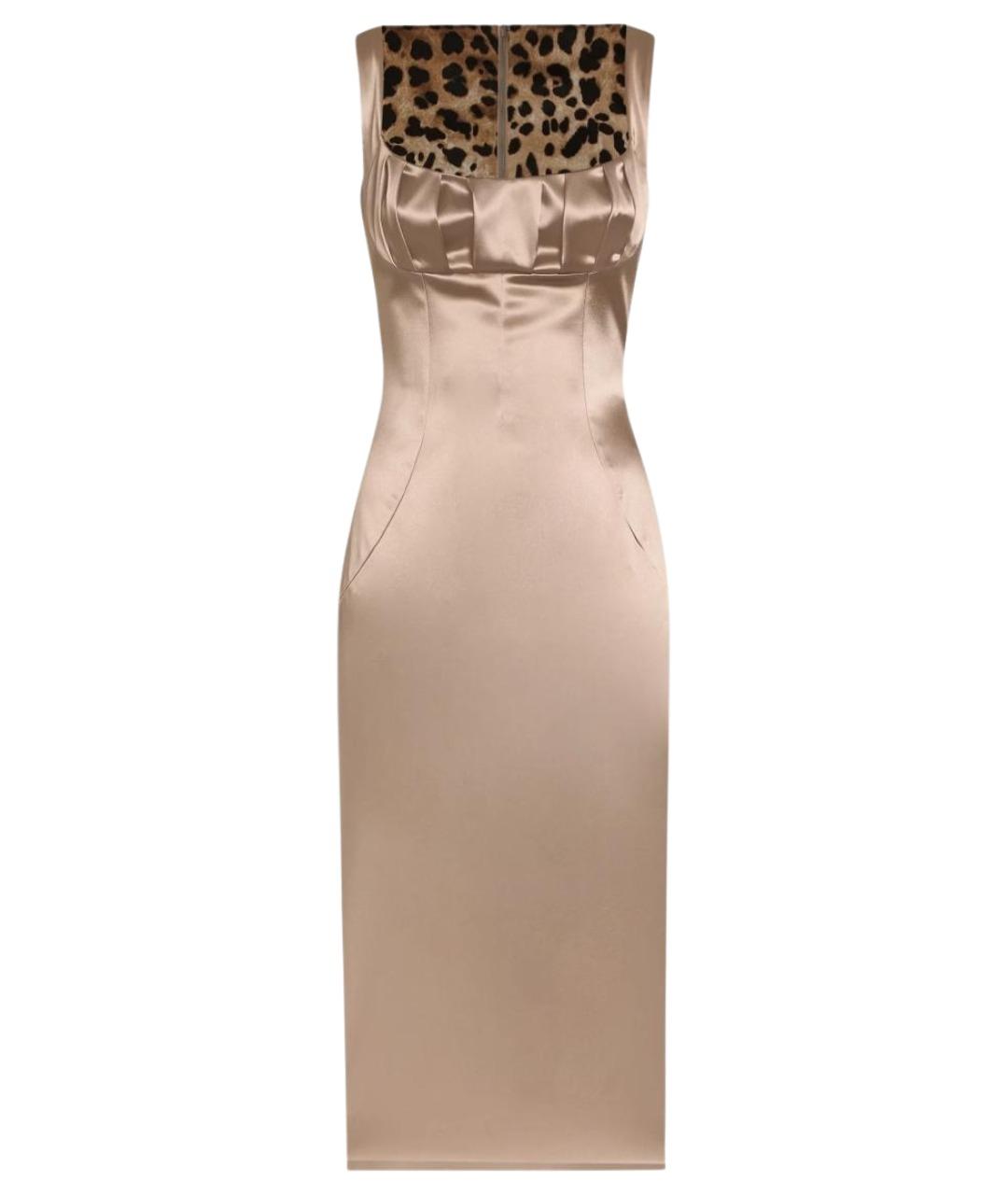 DOLCE&GABBANA Бежевое ацетатное коктейльное платье, фото 1