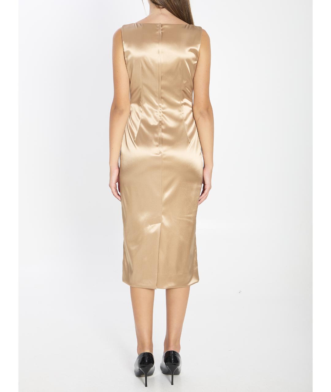 DOLCE&GABBANA Бежевое ацетатное коктейльное платье, фото 5