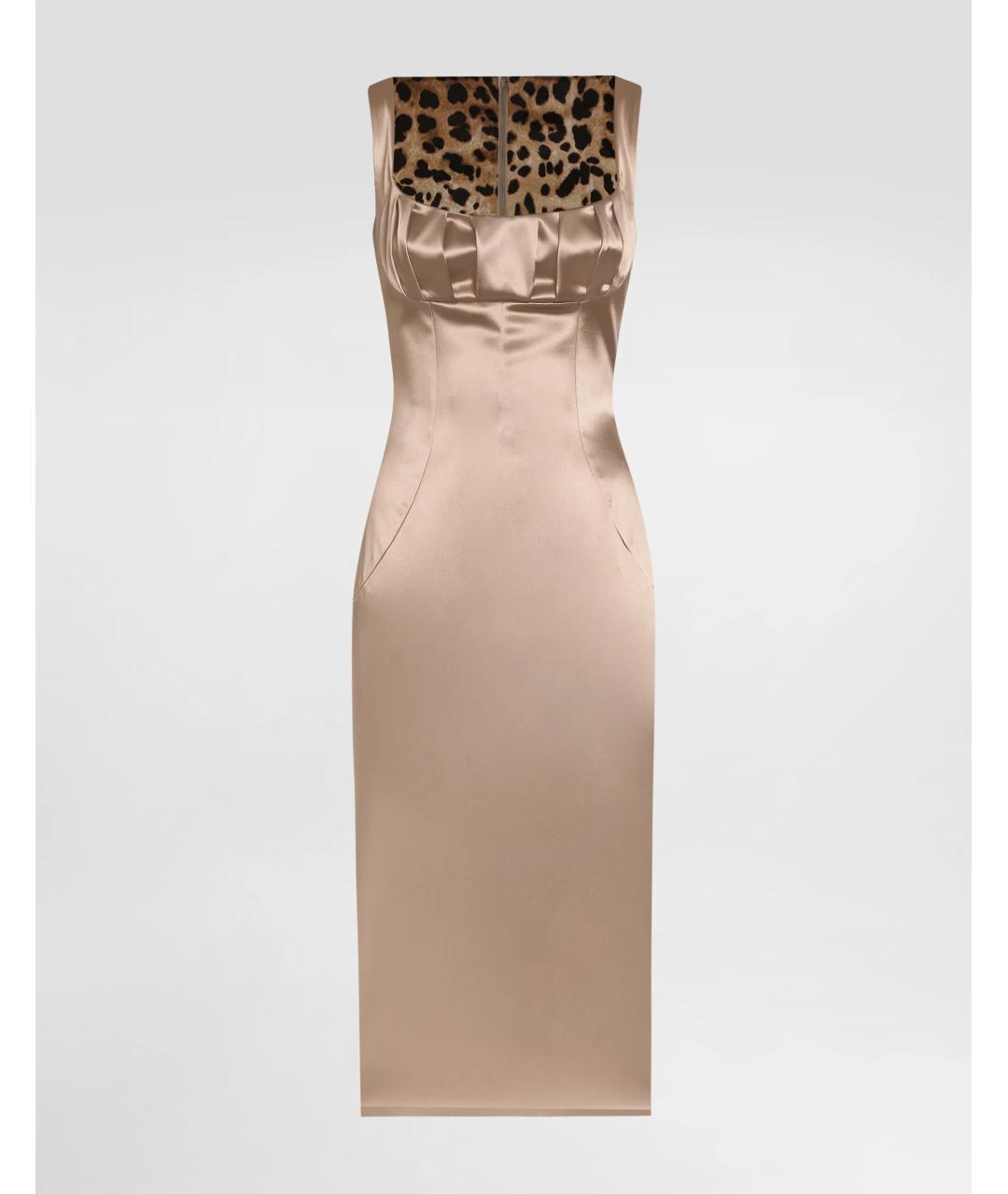 DOLCE&GABBANA Бежевое ацетатное коктейльное платье, фото 7