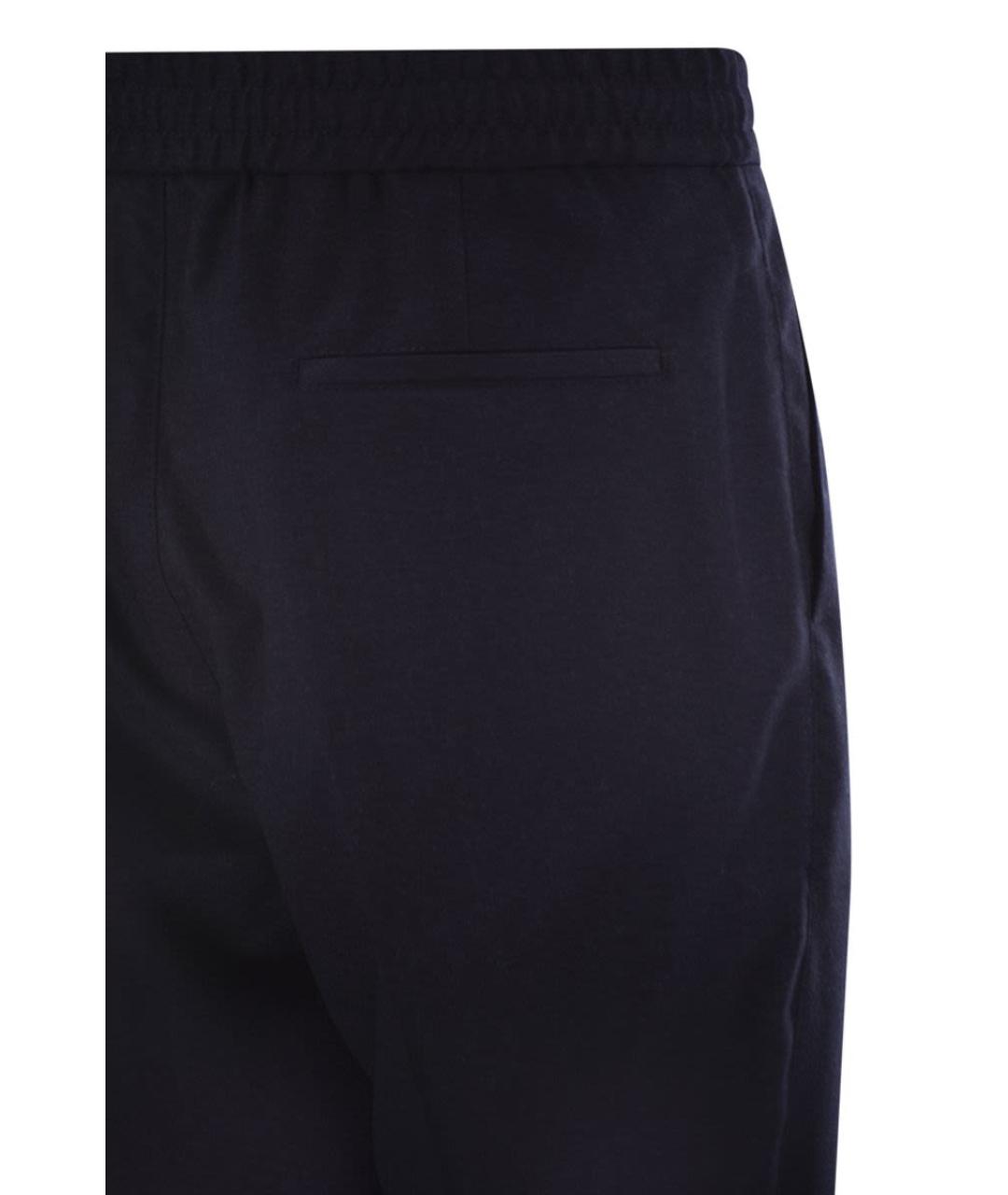 BRUNELLO CUCINELLI Синие шерстяные повседневные брюки, фото 4